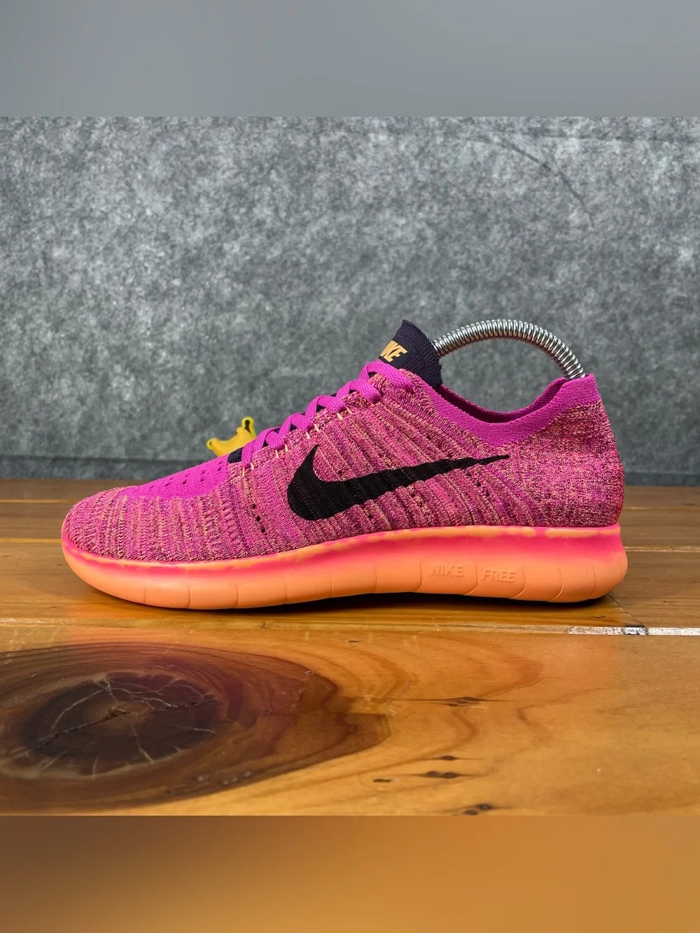 Nike Free RN Flyknit 2016 Kids Size 6.5Y / Womens 8 Pink Purple Running Shoes